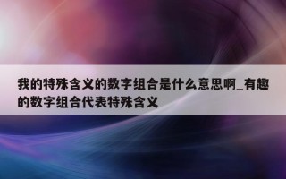 我的特殊含义的数字组合是什么意思啊_有趣的数字组合代表特殊含义