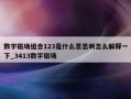 数字磁场组合123是什么意思啊怎么解释一下_3413数字磁场