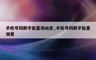 手机号码数字能量测凶吉_手机号码数字能量测算