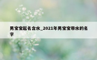 男宝宝起名含水_2021 年男宝宝带水的名字