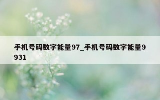 手机号码数字能量 97_手机号码数字能量 9931