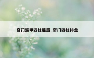 奇门遁甲四柱起局_奇门四柱排盘