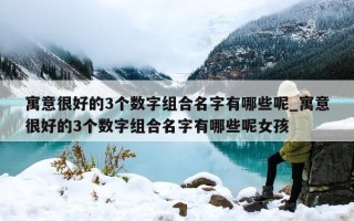 寓意很好的 3 个数字组合名字有哪些呢_寓意很好的 3 个数字组合名字有哪些呢女孩