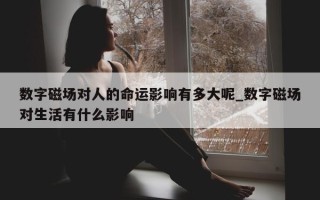 数字磁场对人的命运影响有多大呢_数字磁场对生活有什么影响