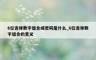 6位吉祥数字组合成密码是什么_6位吉祥数字组合的意义