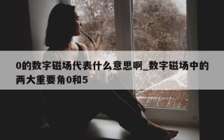 0 的数字磁场代表什么意思啊_数字磁场中的两大重要角 0 和 5