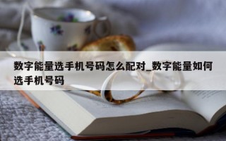 数字能量选手机号码怎么配对_数字能量如何选手机号码