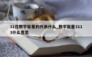 31 在数字能量的代表什么_数字能量 3113 什么意思