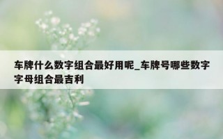 车牌什么数字组合最好用呢_车牌号哪些数字字母组合最吉利