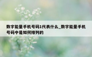 数字能量手机号码 1 代表什么_数字能量手机号码中是如何排列的