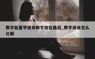 数字能量学绝命数字放在最后_数字绝命怎么化解