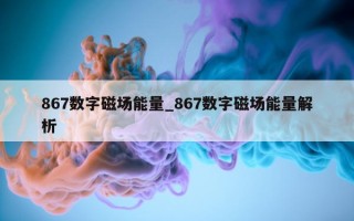 867数字磁场能量_867数字磁场能量解析