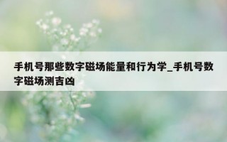 手机号那些数字磁场能量和行为学_手机号数字磁场测吉凶