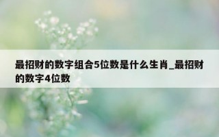 最招财的数字组合5位数是什么生肖_最招财的数字4位数