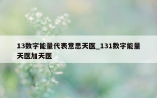 13 数字能量代表意思天医_131 数字能量天医加天医