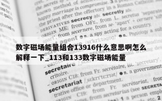 数字磁场能量组合 13916 什么意思啊怎么解释一下_113 和 133 数字磁场能量