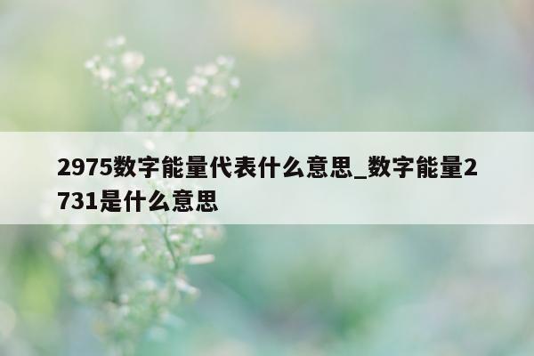 2975 数字能量代表什么意思_数字能量 2731 是什么意思 - 第 1 张图片 - 新易生活风水网