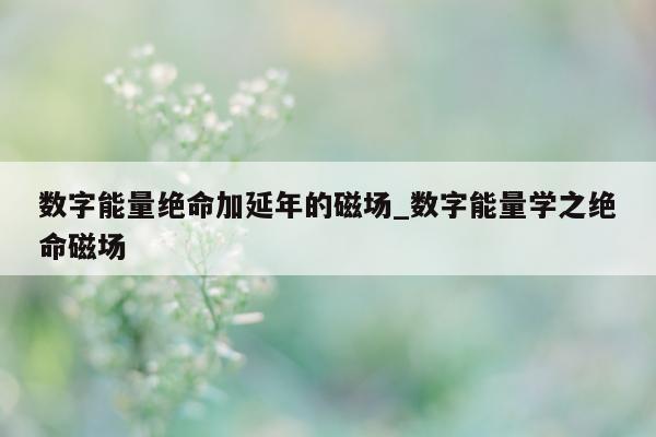 数字能量绝命加延年的磁场_数字能量学之绝命磁场 - 第 1 张图片 - 新易生活风水网