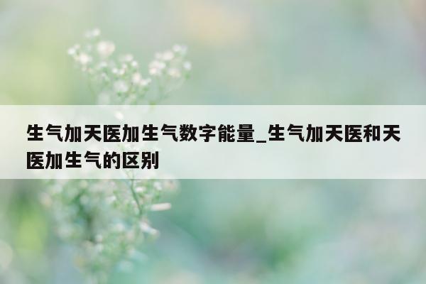 生气加天医加生气数字能量_生气加天医和天医加生气的区别 - 第 1 张图片 - 新易生活风水网