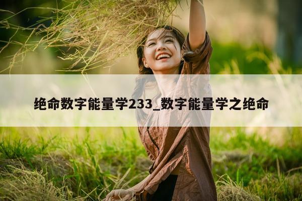 绝命数字能量学 233_数字能量学之绝命 - 第 1 张图片 - 新易生活风水网