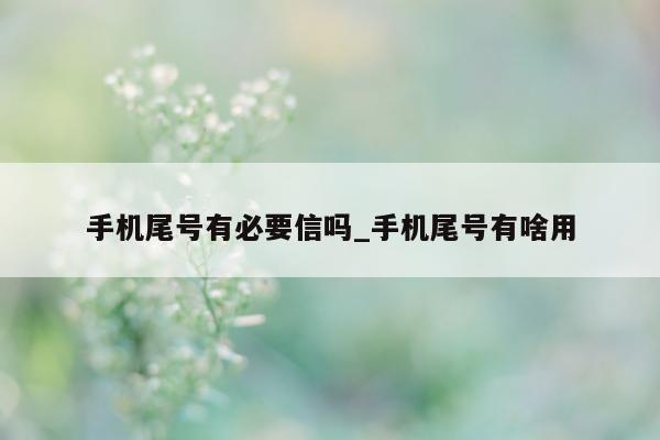 手机尾号有必要信吗_手机尾号有啥用 - 第 1 张图片 - 新易生活风水网