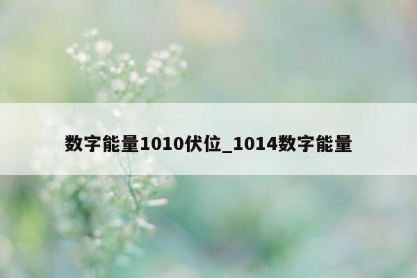 数字能量 1010 伏位_1014 数字能量 - 第 1 张图片 - 新易生活风水网