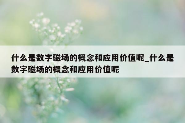 什么是数字磁场的概念和应用价值呢_什么是数字磁场的概念和应用价值呢 - 第 1 张图片 - 新易生活风水网