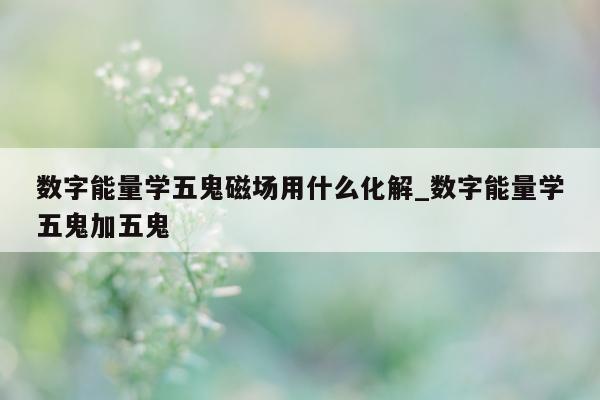 数字能量学五鬼磁场用什么化解_数字能量学五鬼加五鬼 - 第 1 张图片 - 新易生活风水网