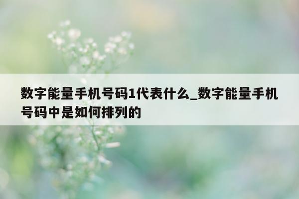 数字能量手机号码 1 代表什么_数字能量手机号码中是如何排列的 - 第 1 张图片 - 新易生活风水网