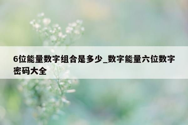 6 位能量数字组合是多少_数字能量六位数字密码大全 - 第 1 张图片 - 新易生活风水网