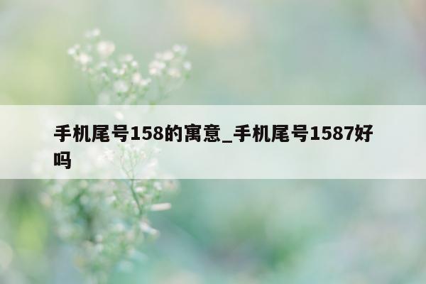 手机尾号 158 的寓意_手机尾号 1587 好吗 - 第 1 张图片 - 新易生活风水网