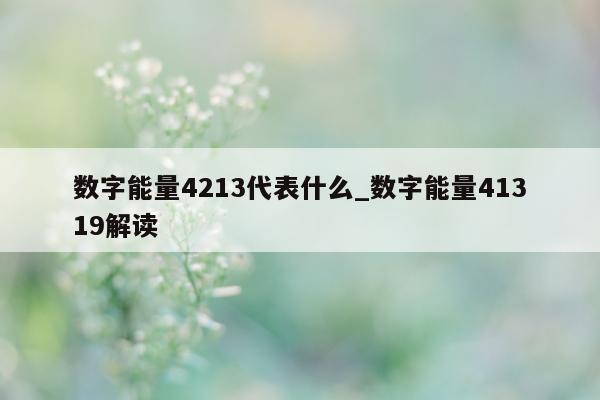 数字能量 4213 代表什么_数字能量 41319 解读 - 第 1 张图片 - 新易生活风水网