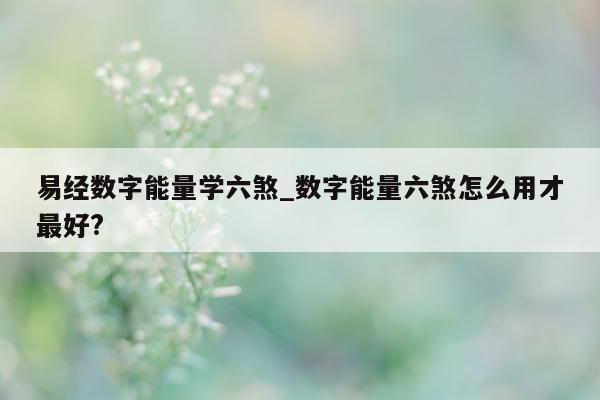 易经数字能量学六煞_数字能量六煞怎么用才最好?- 第 1 张图片 - 新易生活风水网