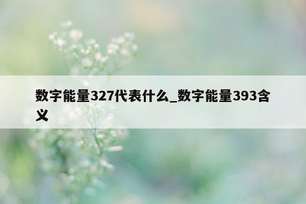 数字能量 327 代表什么_数字能量 393 含义 - 第 1 张图片 - 新易生活风水网