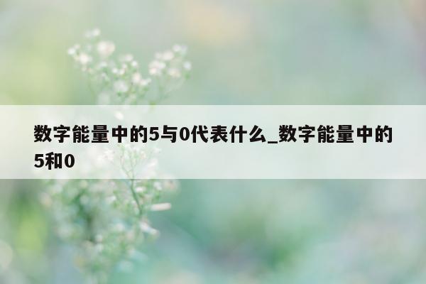 数字能量中的 5 与 0 代表什么_数字能量中的 5 和 0 - 第 1 张图片 - 新易生活风水网