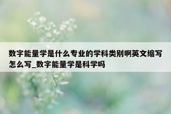 数字能量学是什么专业的学科类别啊英文缩写怎么写_数字能量学是科学吗 - 第 1 张图片 - 新易生活风水网