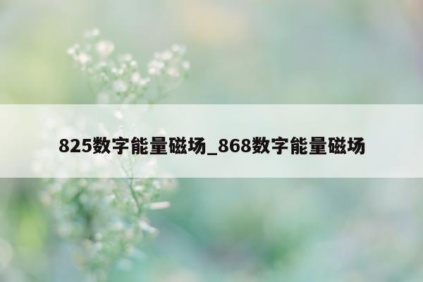 825 数字能量磁场_868 数字能量磁场 - 第 1 张图片 - 新易生活风水网