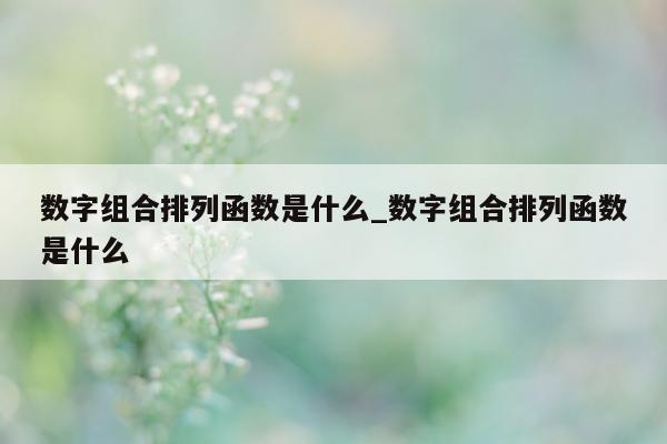 数字组合排列函数是什么_数字组合排列函数是什么 - 第 1 张图片 - 新易生活风水网