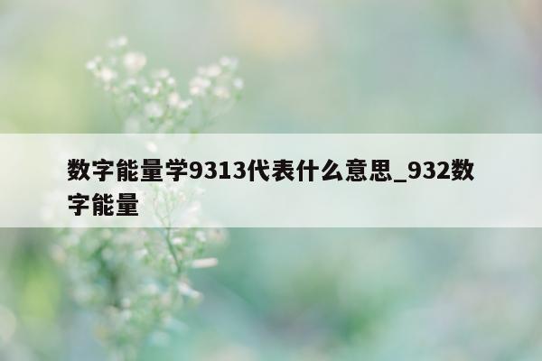 数字能量学 9313 代表什么意思_932 数字能量 - 第 1 张图片 - 新易生活风水网