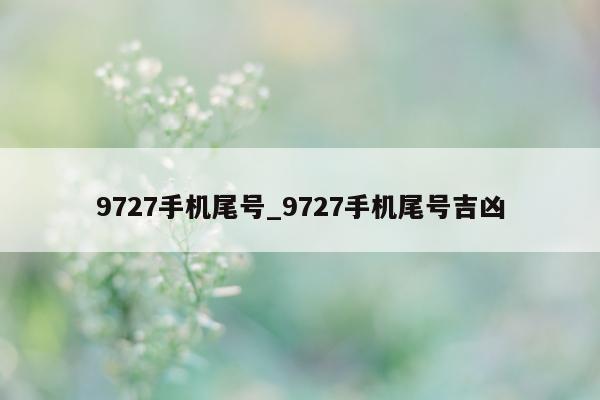 9727 手机尾号_9727 手机尾号吉凶 - 第 1 张图片 - 新易生活风水网