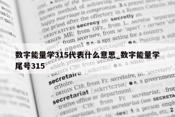 数字能量学 315 代表什么意思_数字能量学尾号 315- 第 1 张图片 - 新易生活风水网