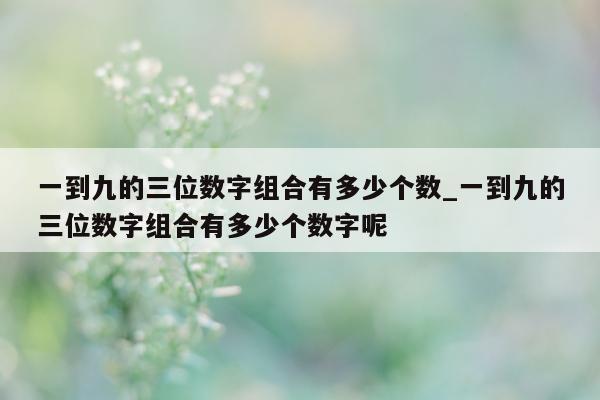 一到九的三位数字组合有多少个数_一到九的三位数字组合有多少个数字呢 - 第 1 张图片 - 新易生活风水网