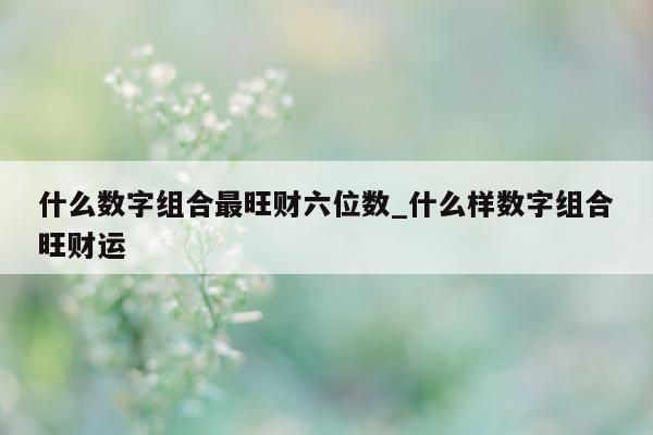 什么数字组合最旺财六位数_什么样数字组合旺财运 - 第 1 张图片 - 新易生活风水网