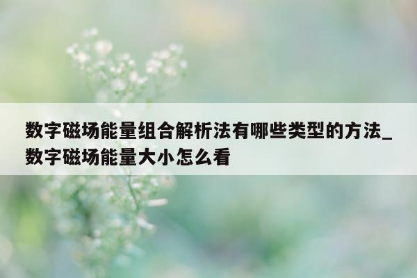 数字磁场能量组合解析法有哪些类型的方法_数字磁场能量大小怎么看 - 第 1 张图片 - 新易生活风水网