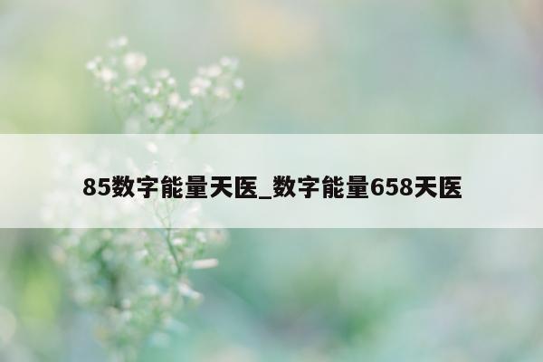 85 数字能量天医_数字能量 658 天医 - 第 1 张图片 - 新易生活风水网