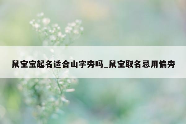 鼠宝宝起名适合山字旁吗_鼠宝取名忌用偏旁 - 第 1 张图片 - 新易生活风水网