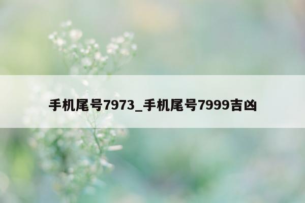 手机尾号 7973_手机尾号 7999 吉凶 - 第 1 张图片 - 新易生活风水网