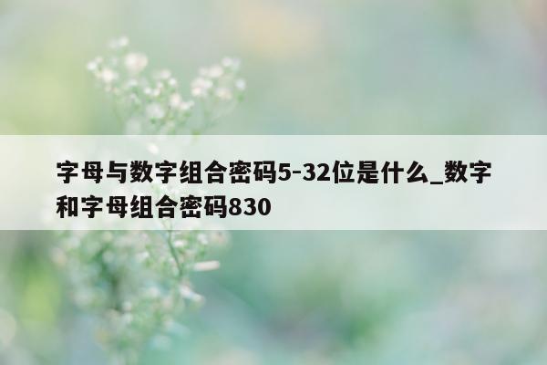 字母与数字组合密码 5 -32 位是什么_数字和字母组合密码 830- 第 1 张图片 - 新易生活风水网