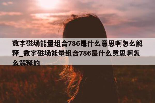 数字磁场能量组合 786 是什么意思啊怎么解释_数字磁场能量组合 786 是什么意思啊怎么解释的 - 第 1 张图片 - 新易生活风水网